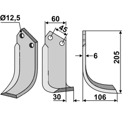 Fräsmesser Rechts 205 x 60 Nardi Nachbau