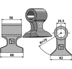 Hammerschlegel für Mulcher ROUSSEAU 525403 – Nachbau  