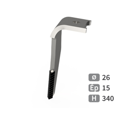 Dent de herse rotative Gauche avec 3 plaquettes carbure triangulaires, fixation rapide PÖTTINGER 8762.40.020.0 adaptable