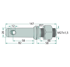 Piton catégorie 2 - Ø 28 mx 147 mm adaptable