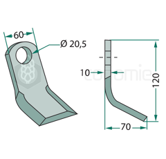Fléau 120 x 60 mm pour broyeur MASCHIO adaptable