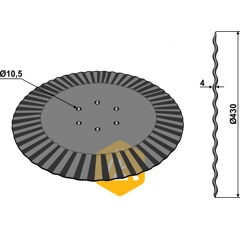Coutre circulaire ondulé pour charrue KUHN 110033 adaptable - Blacksteel©