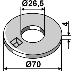 Rondelle 70 x 4 x 26,5 mm adaptable