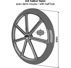 Roue packer Ø 900 x 56 mm pour rouleau adaptable - BlackSteel©