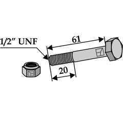 Schraube 1/2" UNF x 61 für Häcksler Nachbau  