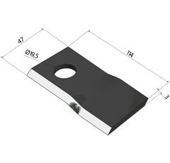 KM-Klinge rechts 114x47x3 mm LochØ: 19 5 mm 13800037N JF-Stoll Nachbau 