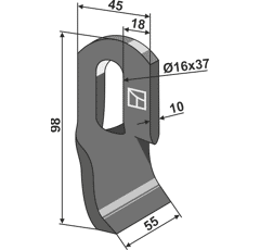 Couteau torsadé pour broyeur 98x45mm SPEARHEAD adaptable - Blacksteel©