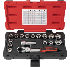 Coffret de 17 douilles traversante TRIPLEPLUS 3/8" et 1/2" | KS TOOLS