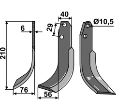 Fräsmesser Links 210 x 40 Oosterlaan Nachbau