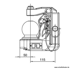 Kugeleinsatz Kugel 80,W= 311 S30, AGCO-Grau  Rockinger