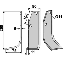 Fräsmesser Links 260 x 80 Holder Nachbau
