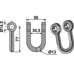 Schäkel 77 x 56 für Mulcher KUHN – Nachbau  