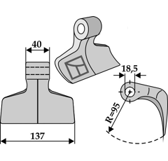 Hammerschlegel für Mulcher 137x40mm M.E.A.A.T. P40061 – Nachbau  