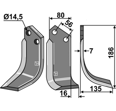 Lame droite pour Fraise/Rotavator KUHN 51937000 adaptable - Blacksteel©