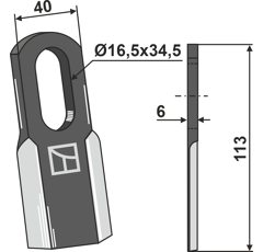 Couteau droit pour broyeur AGRIMASTER 3009689 adaptable - Blacksteel©
