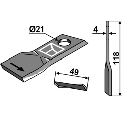 KM-Klinge links 120x49x4 mm 434975N Pöttinger Nachbau 