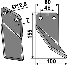 Lame droite pour Fraise/Rotavator FORIGO-ROTERITALIA G2596010 adaptable -