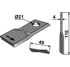 KM-Klingen rechts 110x49x4LochØ: 21 mm 80272 Pöttinger Nachbau 