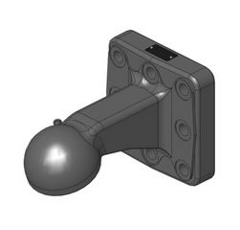 Kugelzugöse Kugel 80,Flanschmaß 145x145 mm, 8-Loch, Neigung Kopf 20°, ISO 24347,Farbe Schwarz  