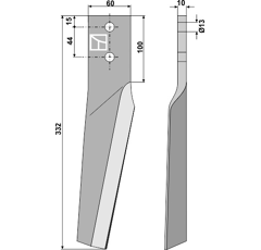 Kreiseleggenzinken links 332 mm für Kreiselegge MASCHIO 10100263 Nachbau