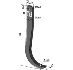 Dent pour déchaumeur LEMKEN 4653901 adaptable - Blacksteel©