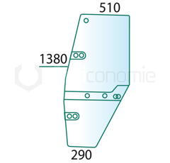 Vitre de porte G pour machine agricole STEYR 1-34-221-002 adaptable