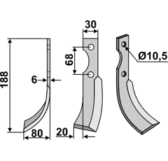 Fräsmesser Links 188 x 30 Pasquali Nachbau