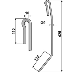 Griffe Ø9mm pour semoir AMAZONE 976005 adaptable - Blacksteel©