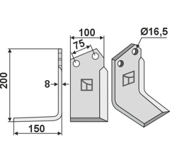 Lame gauche pour fraise rotative HOWARD 3000762719V adaptable