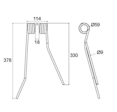 Dents large droite pour faneuse PEZET VGPZ111E adaptable