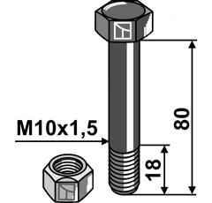 Boulon M10x1,5 x 80 pour broyeur MÜTHING adaptable - Blacksteel©
