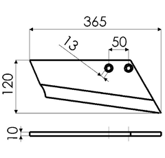 Soc à aile droite pour déchaumeur RAZOL 003489 adaptable