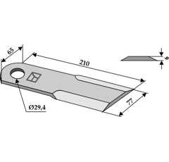 Couteau pour broyeur TAARUP 49.501.300 adaptable - Blacksteel©