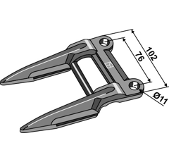 Doigt double pour barre de coupe JOHN DEERE Z11228 adaptable - BlackSteel©