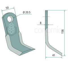 Fléau 156 x 50 mm pour broyeur HYMACH adaptable