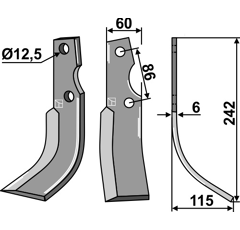 Lame droite pour Fraise/Rotavator KUHN 51503300 adaptable -