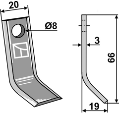 Couteau-Y pour broyeur 66x20mm SABO adaptable - Blacksteel©