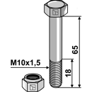 Boulon M10x1,5 x 18 x 65 pour broyeur adaptable - Blacksteel©