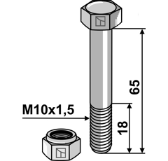 Boulon M10x1,5 x 18 x 65 pour broyeur adaptable - Blacksteel©