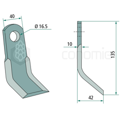 Couteau-Y pour broyeur 135x40mm TIERRE adaptable 