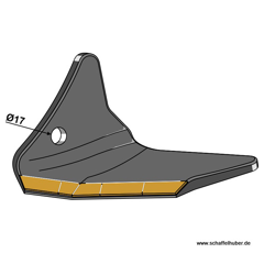 Flügelschar, Hartmetall beschichtet - links 101EXT1062 Pöttinger Nachbau