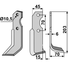 Fräsmesser Rechts 203 x 45 Brumital-Agris Nachbau