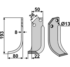 Fräsmesser Links 193 x 50 P.G.S. Nachbau