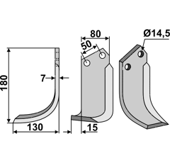 Fräsmesser Links 180 x 80 Sicma Nachbau