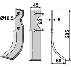Fräsmesser Rechts 205 x 45 Benassi Nachbau
