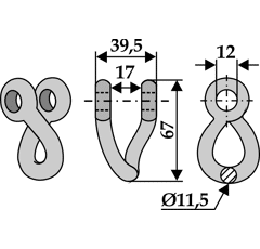Manille 67x39,5 pour broyeur adaptable - Blacksteel©