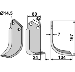 Fräsmesser Rechts 167 x 80 Tortella Nachbau