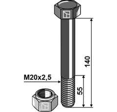 Boulon M20x2,5 x 140 pour broyeur TÜNNIßEN & STOCKS adaptable - Blacksteel©