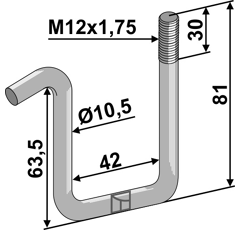 Brida 74,5 x 80 mm para sembradora GRUSE adaptable