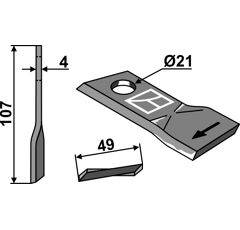 Cuchilla rotativa derecha para segadora PÖTTINGER 434972 adaptable - BlackSteel©
